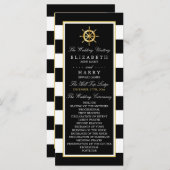 Vintages Nautical Gold Wheel, Black & Gold Wedding Programm (Vorne/Hinten)