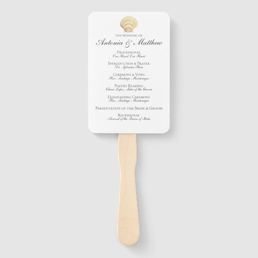 Vintages Nautical Seashell Foto Hochzeitsprogramm Fächer (Vorderseite)