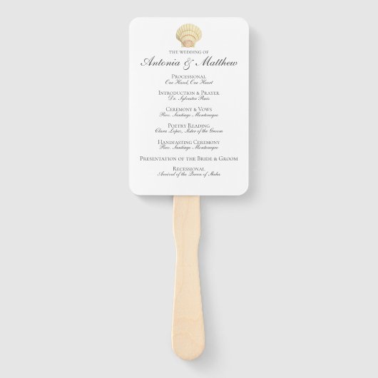 Vintages Nautical Seashell-Hochzeitsprogramm Fächer (Vorderseite)