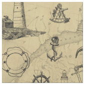 Vintages Nautikmuster Alte Karte Hintergrund Stoff (Nahaufnahme)