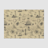 Vintages Nautikmuster Alte Kartendekoupage Seidenpapier (Vorderseite)