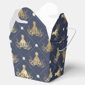 Vintages nautisches Blau und Goldtopus Geschenkschachtel (Geöffnet)