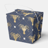 Vintages nautisches Blau und Goldtopus Geschenkschachtel (Rückseite)