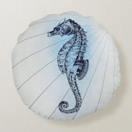 Vintages nautisches Seepferd Rundes Kissen