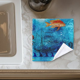 Vintages nautisches Tiefenblau Waschlappen