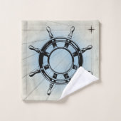 Vintages Navigationsrad Badhandtuch Set (Waschlappen)