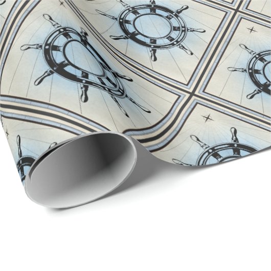 Vintages Navigationsrad Geschenkpapier (Rolleneckpunkt)