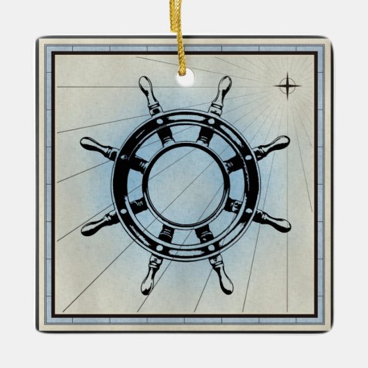 Vintages Navigationsrad Keramikornament (Vorderseite)