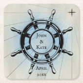 Vintages Navigationsrad Rechteckiger Pappuntersetzer (Vorderseite)
