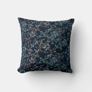 Vintages Navy-Blue-Elegant-Blumenmuster Kissen
