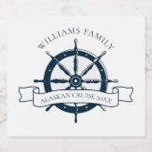 Vintages Navy Nautical Wheel für benutzerdefiniert Schaumweinetikett (Einzelnes Label)