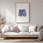 Vintages Navy Strick Swim Trunks Poster