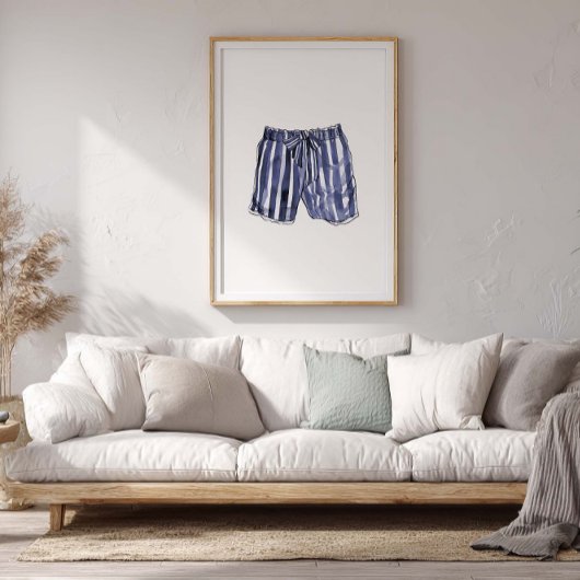 Vintages Navy Strick Swim Trunks Poster