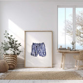 Vintages Navy Strick Swim Trunks Poster