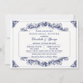 Vintages Navy White Elegante Probe Dinner Einladung (Vorderseite)