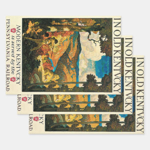 Vintages NC Wyeth Travel Poster in Old Kentucky Geschenkpapier Set