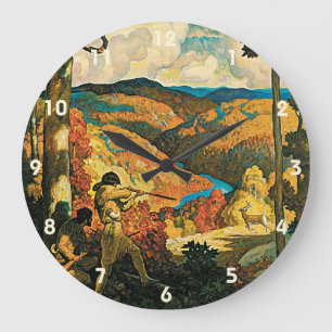 Vintages NC Wyeth Travel Poster in Old Kentucky Große Wanduhr