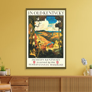 Vintages NC Wyeth Travel Poster in Old Kentucky Leinwanddruck