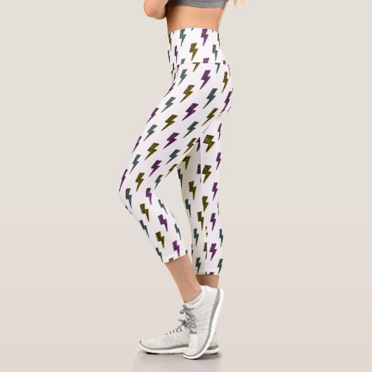 Vintages Neon-Blitz-Muster Capri Leggings (Links)