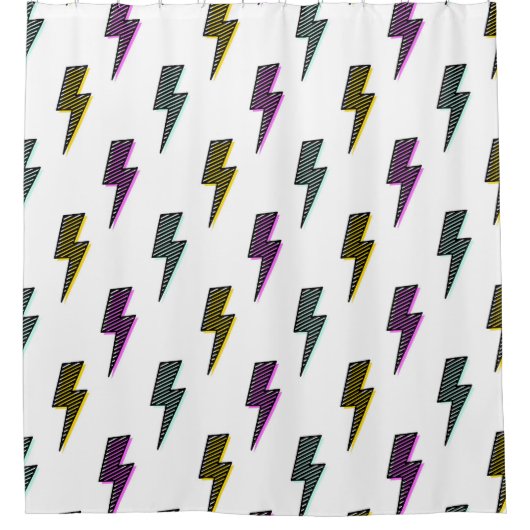 Vintages Neon-Blitz-Muster Duschvorhang (Vorderseite)