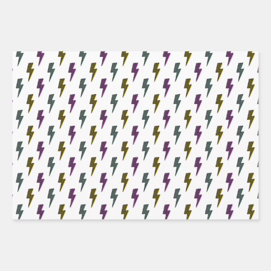 Vintages Neon-Blitz-Muster Geschenkpapier Set (Vorderseite)