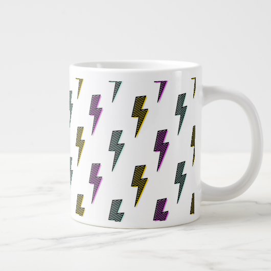 Vintages Neon-Blitz-Muster Jumbo-Tasse (Rechts)