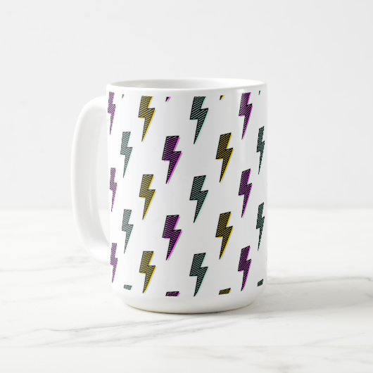 Vintages Neon-Blitz-Muster Kaffeetasse (Vorderseite Links)