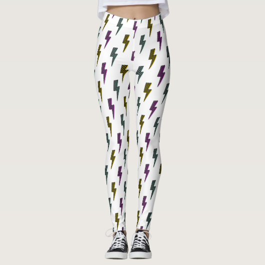 Vintages Neon-Blitz-Muster Leggings (Vorderseite)