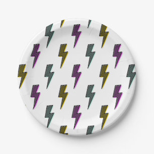 Vintages Neon-Blitz-Muster Pappteller