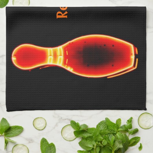 Vintages NeonBowlings-Button Küchentuch (Gefaltet)