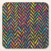 Vintages Neonenherringbone Rechteckiger Pappuntersetzer (Vorderseite)