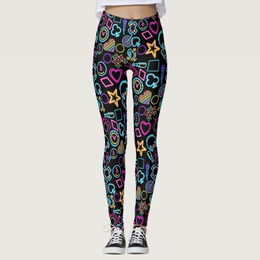 Vintages Neonlichtmuster der 80er Jahre, 01x4 Leggings (Vorderseite)