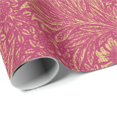 Vintages Neonrosa hellgelbes Blumenmuster Geschenkpapier (Rolleneckpunkt)