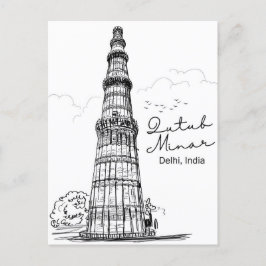 Vintages Neu-Delhi, Indien Reisen Aquarelltonretro Postkarte
