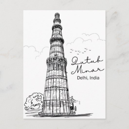 Vintages Neu-Delhi, Indien Reisen Aquarelltonretro Postkarte (Vorderseite)