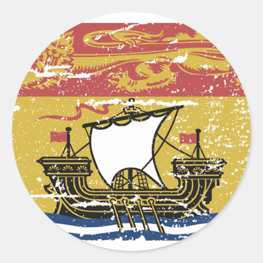 Vintages NEUES BRUNSWICK-Flag Runder Aufkleber (Vorderseite)