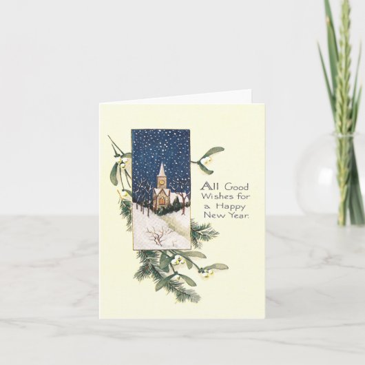 Vintages neues Jahr Feiertagskarte (Vorderseite)