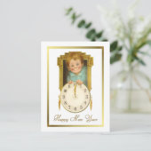 Vintages neues Jahr Feiertagspostkarte (Stehend Vorderseite)