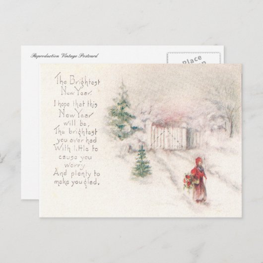 Vintages neues Jahr Feiertagspostkarte (Vorne/Hinten)
