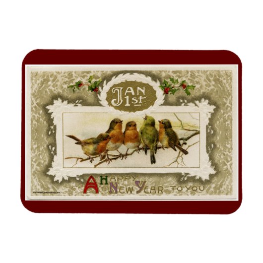 Vintages Neujahr Magnet (Horizontal)