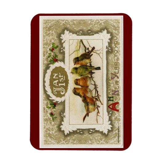 Vintages Neujahr Magnet (Vertikal)