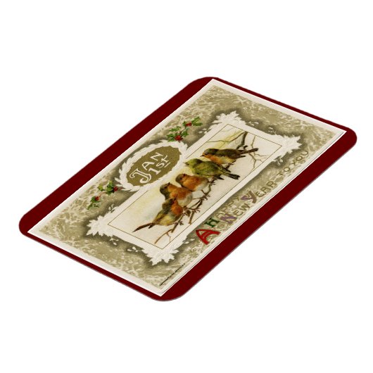 Vintages Neujahr Magnet (Linke Seite)