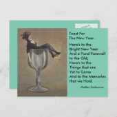 Vintages Neujahr Toast Weinkarte Feiertagspostkarte (Vorne/Hinten)