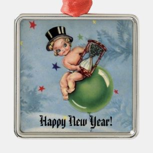 Vintages NeujahrsBaby Silbernes Ornament