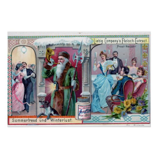 Vintages Neujahrsfest: Liebig-Werbung Poster (Vorderseite)