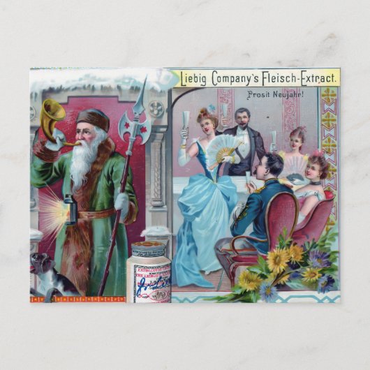 Vintages Neujahrsfest: Liebig-Werbung Postkarte (Vorderseite)