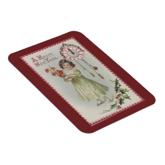 Vintages Neujahrsmädchen Magnet (Rechte Seite)