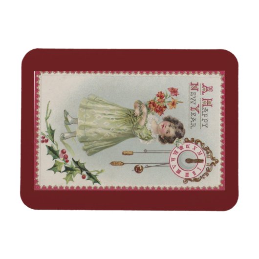 Vintages Neujahrsmädchen Magnet (Horizontal)