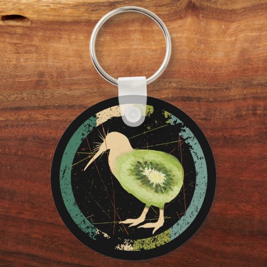 Vintages Neuseeland Kiwi Schlüsselanhänger (Vorderseite)