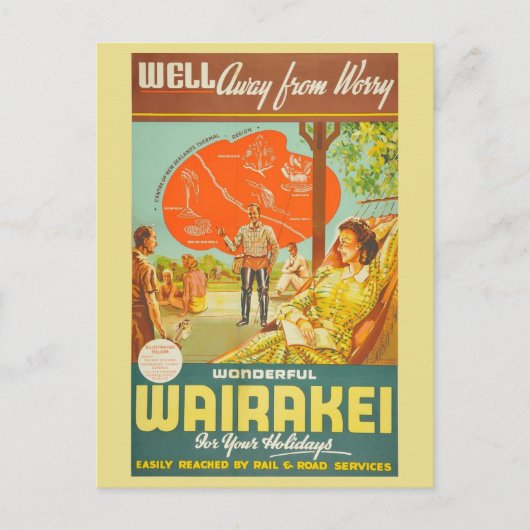 Vintages Neuseeland Tourismus Retro Travel Postkarte (Vorderseite)